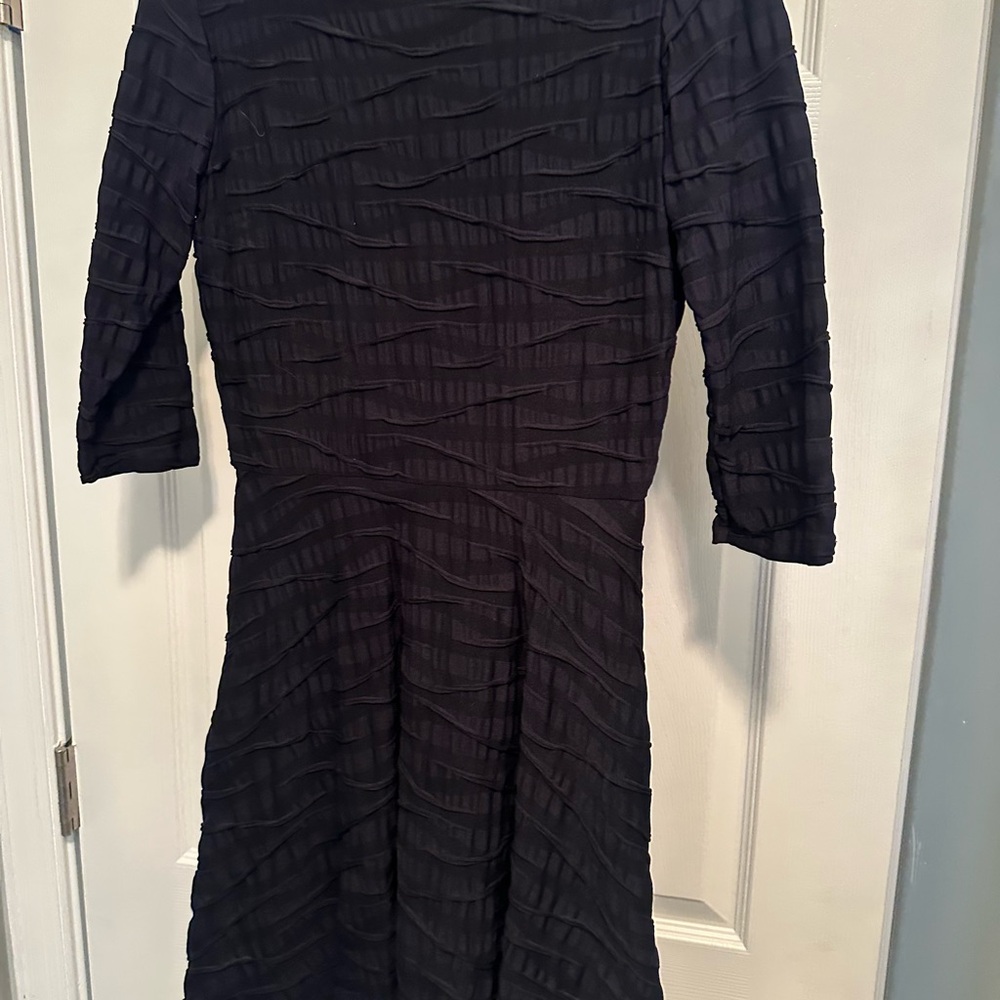 Donna Morgan Black Textured Long Sleeve Dress